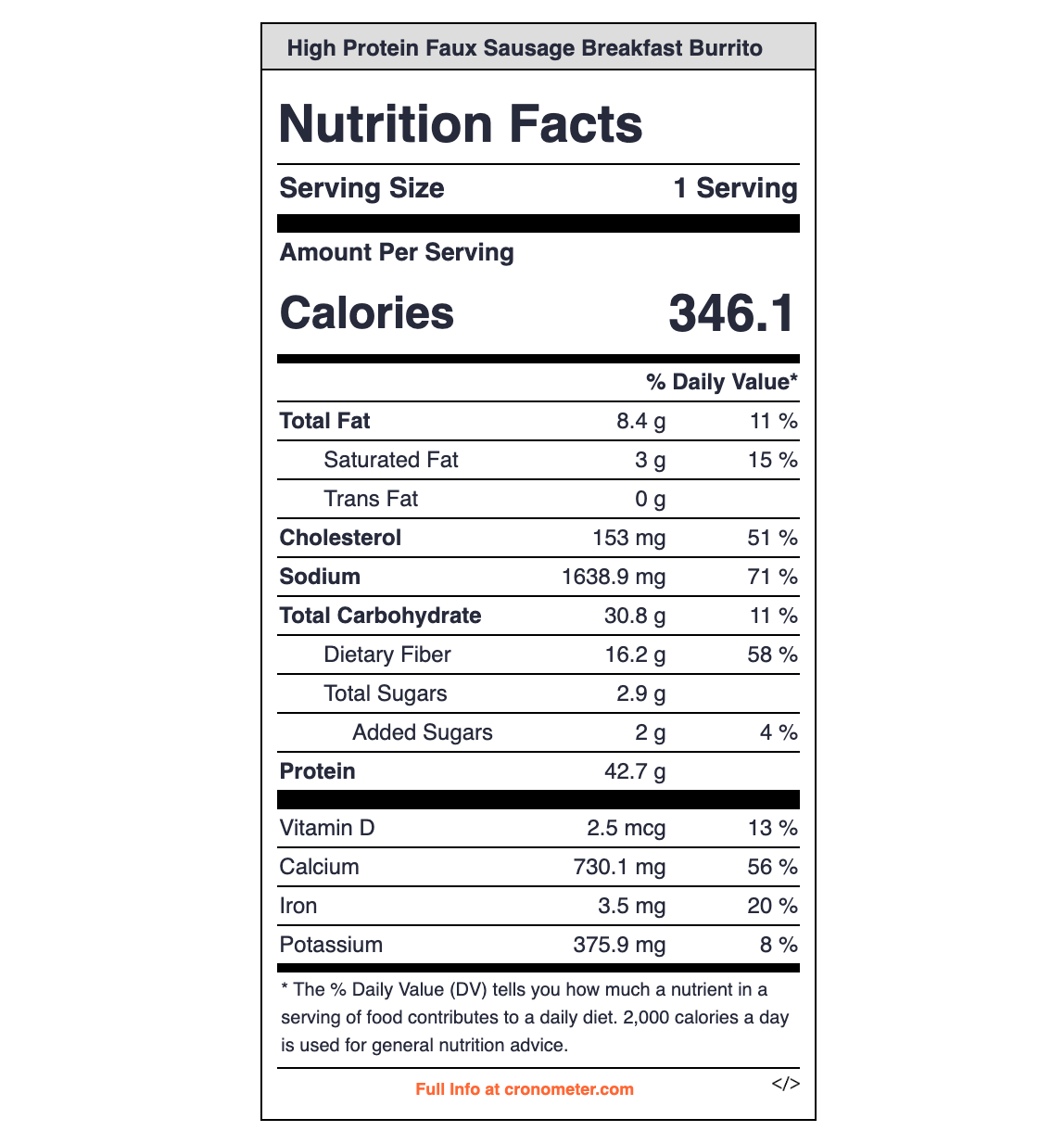 High Protein Faux Sausage Breakfast Burrito Nutrition Info